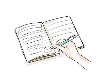 イラスト：ノートに書く様子